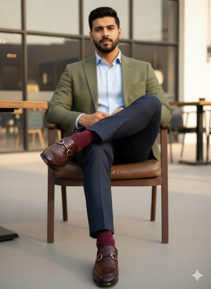 Classic Leather Penny Loafers with Buckle Accent