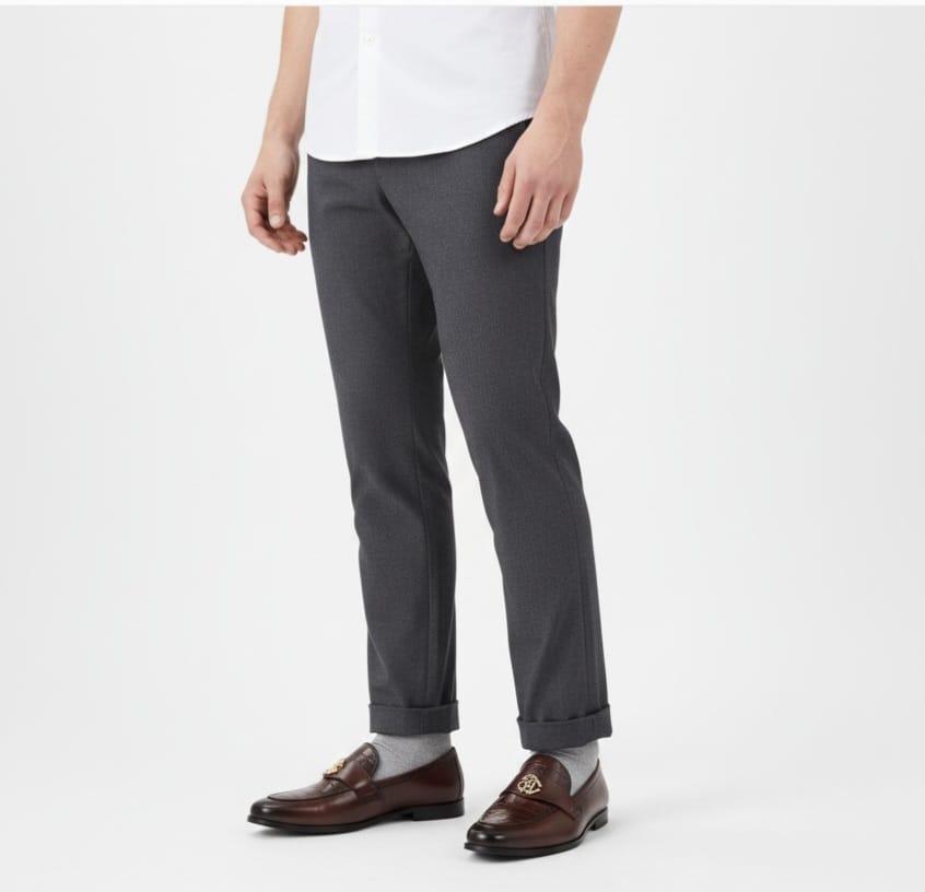 TS Store: Mixed-Leather Loafer with Gold Monogram Accent - Rich Brown